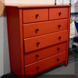 F42. Red painted dresser. 